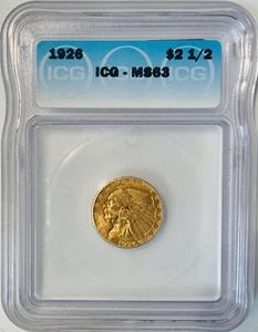 1926 indisches Gold $ 2,50 ICG MS63 Great Eye Appeal starker Schlag - Bild 1 von 2