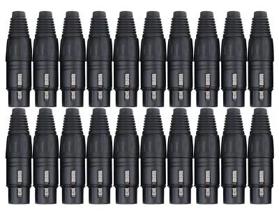 Pronomic XFPLUG XLR Stecker 20x Female 3-Polig Mikrofon Stecker Set Black