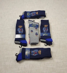 POLO Ralph Lauren Polo Bear USA Dress Socks Lot Of 5 Mens Size 10-13 Ten Pairs - Picture 1 of 13
