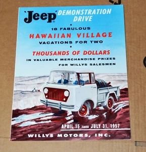 De colección 1957 Willys Jeep Demostración Drive Salesmen Contest Hawaiian Village - Imagen 1 de 4