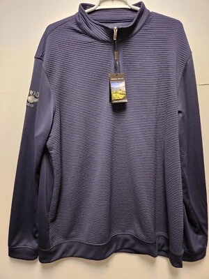 Pullover Pebble Beach Performance Para Hombre 1/4 Cremallera GWAO Azul Talla 2XL **NUEVO** Foto 1 de 4