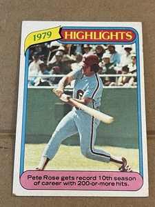 1980 TOPPS BASEBALL -HIGHLIGHTS- PETE ROSE PHILLIES #4 - Picture 1 of 4