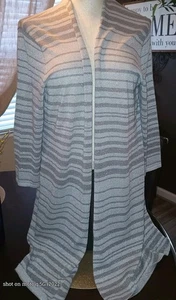Chicos Silver/Gray Long Open Cardigan Sweater 3 (XL) EUC - Picture 1 of 5