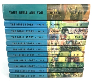 The Bible Story Full Set Volumes 1-10 Maxwell Vintage 50s Bonus Your Bible & You - Picture 1 of 17