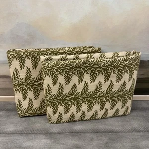 West Elm Pierce & Ward Foliage Stripe Curtains Drapes 48”x96” Fir Green Set/2 OB - Picture 1 of 7