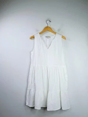 C&C Callifornia Cotton Gauze Sleeveless Tiered Dress White Medium - Image 1 of 4