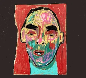 Portrait Painting Man Bezzie Beard Bro Painterly Naive Outsider Art - Picture 1 of 13