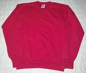 VTG 90s JERZEES YOUTH LARGE 12-14 RED BLANK SWEATSHIRT CREW NECK BOYS KIDS USA - Picture 1 of 4