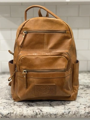 Mochila de couro genuíno Rawlings resistente bolsa de beisebol etiqueta vermelha  - Imagem 1 de 4
