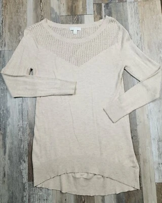 Suéter túnica cuello ganchillo tostado New York & Company talla EXTRA PEQUEÑO limpio Foto 1 de 4