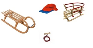 Set Hörnerrodel Tatry2/95 + Zugseil + Lehne + Sitzsack Holzschlitten Schlitten - Bild 1 von 7