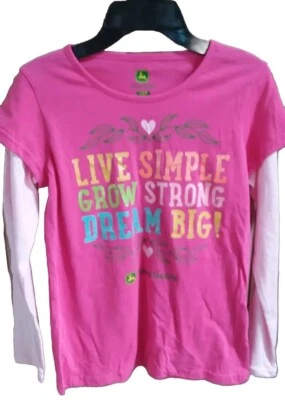  John Deere Girls Pink Long Sleeve T-Shirt  Size 12 Dream Big! - Image 1 of 4
