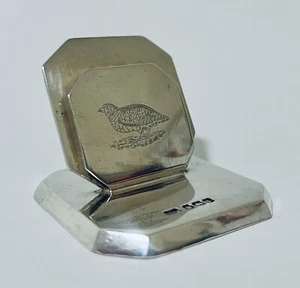 Antique Solid Sterling Silver Animal Partridge Menu Place Card Holder 1928 - Picture 1 of 9