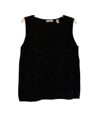 Kate Hill Woman Black Beaded Silk Blend Tank Top / SZ. 1X - Image 1 of 4
