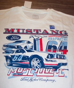 FORD MUSTANG CAR American Bred Since 1964 T-Shirt MENS LARGE NEW w/ TAG White - Picture 1 of 4