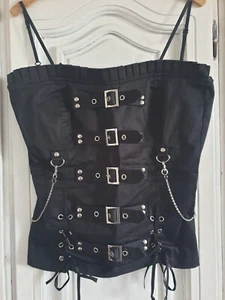 Corsage schwarz S M 36 38 Schnallen Ketten tolle Details Gothic Batcave - Bild 1 von 5