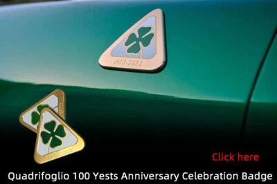 2x For Alfa Romeo Clover Side Fender Stickers Emblems Badges Logo Gold 100 Years - Image 1 of 4