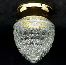 Acorn Beehive Clear Glass Ceiling Light Fixture Globe Shade & Brass Base Vintage