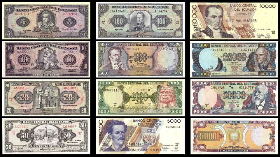 ECUADOR ÉQUATEUR  5 to 50.000 SUCRES UNC P121 to P130 - Photo 1/1