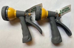 2x Expert Gradener 8 Pattern Metal Nozzles Gray With Yellow Garden Hose Sprayer - Picture 1 of 1