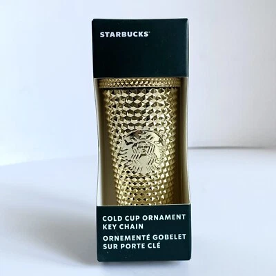 Starbucks Oro Tachonado Vaso Taza Fría Adorno Llavero Vacaciones 2022 Foto 1 de 2