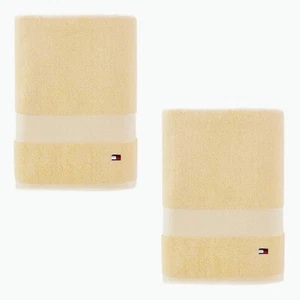 2 new MIMOSA YELLOW Tommy Hilfiger Modern American 100% Cotton BATH Towels - Picture 1 of 8