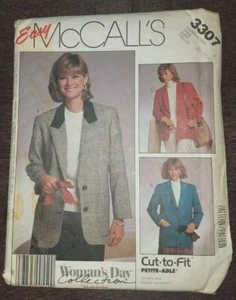 McCALL'S 1980 MISSES PATRÓN DE CHAQUETA FORRADA - 3307 - Imagen 1 de 5