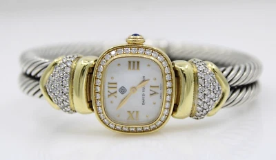 Reloj David Yurman de oro amarillo de 18 quilates y plata de ley con esfera de diamante sin trapear con cable Foto 1 de 4