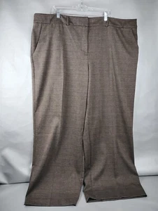 NWT Simply Vera Vera Wang Wide leg High Rise Dress Work Pants Sz. 26 Brown Plaid - Picture 1 of 17