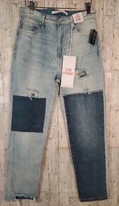 Celebrity Pink Jeans Womens 7 & 15 Slim Straight Destructed Patch Light Wash NEW - Picture 1 of 12