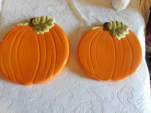2 Ceramic Pumpkin Wall Hangings? Serving Trays? - 10 3/8" & 8 7/8" - Picture 1 of 4