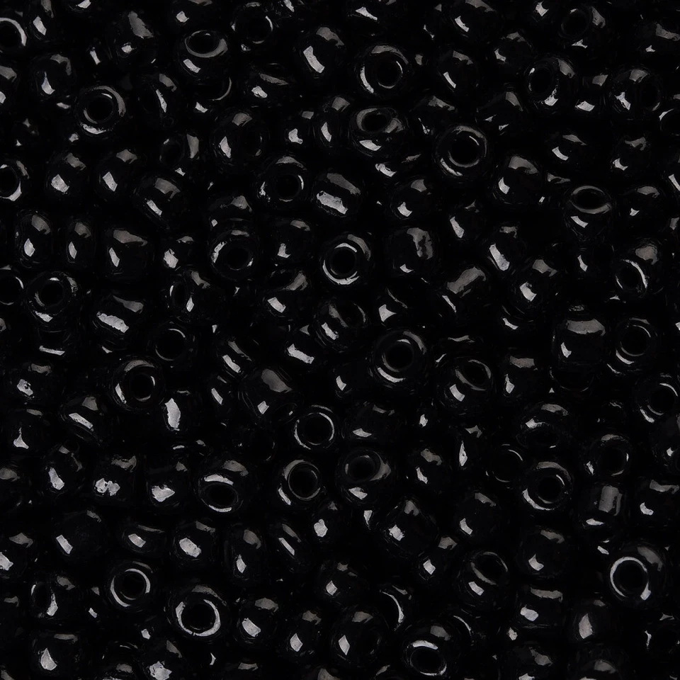 Black Opaque Glass 8/0 3mm Seed Beads  - 50g Approx 1100 pcs Small Spacer Beads - Image 1 of 4