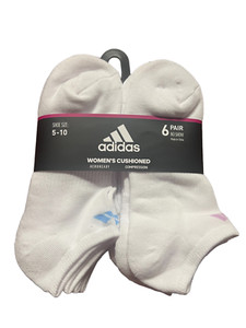 Adidas Originals 6-pair No Show Socks White Christmas Holiday Sz 5-10 Women’s