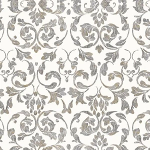 Wachstuchtischdecke "Livia" Ranken Barock grau weiß gold PVC 1,4m Br. Meterware - Bild 1 von 3
