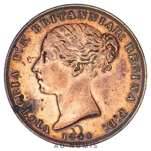 Jersey 1/26 shilling 1844 Victoria SUP Cuivre pièce de monnaie Royaume-Uni - Picture 1 of 2