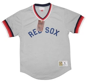 NWT Mitchell Ness Boston Red Sox Cooperstown Batting Practice Mesh V-Neck Jersey - Picture 1 of 7