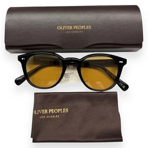 Oliver Peoples Desmon Sonnenbrille poliert schwarz hellgold atmungsaktiv Logo mit Etui - Bild 1 von 12