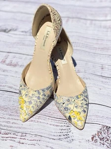L.K. Bennett FLOSSIE Floral Laminated Suede Heels Women’s Size 37 (6.5) - Picture 1 of 7