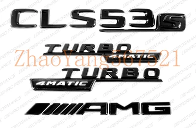 Emblemas negros insignias adhesivas laterales para Mercedes-Benz CLS53s Turbo 4Matic AMG C257 Foto 1 de 4