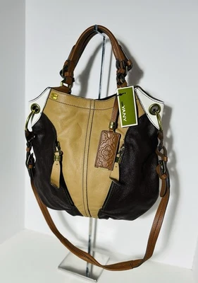 BOLSO DE CUERO DE LUJO ORYANY VICTORIA MARRÓN OSCURO Y TOSTADO NUEVO CON ETIQUETAS* Foto 1 de 4