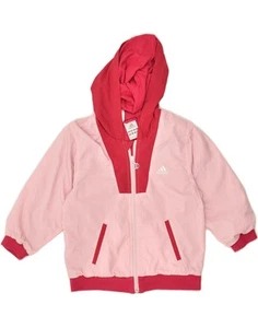 ADIDAS Girls Hooded Tracksuit Top Jacket 3-4 Years Pink Colourblock AU06 - Picture 1 of 4