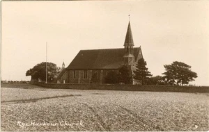 REAL PHOTO POSTCARD OF RYE HARBOUR CHURCH, (NEAR RYE / WINCHELSEA), SUSSEX - Picture 1 of 2