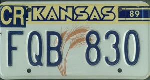 KANSAS targa passeggero 1989 "FQB 830" ***COME NUOVA***CRAWFORD*** - Foto 1 di 1