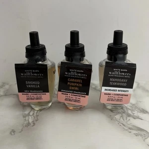3 New Bath & Body Works Refills Smoked Vanilla Caramel Pumpkin Mahogany Teakwood - Picture 1 of 2