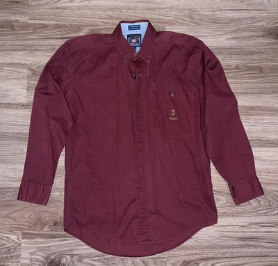 Chaps Ralph Lauren Shirt Mens Medium Burgundy Button Down Crest Logo Classic - Image 1 of 4