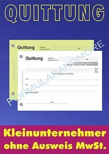 20 Stück QUITTUNGSBLOCK für Kleinunternehmer,SD,2 x 50 BLATT,QUITTUNG,QUITTUNGEN - Bild 1 von 5