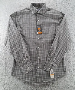 Van Heusen Anzughemd Herren Small 14 schwarz kariert klassische Passform Fleckenschutz neu mit Etikett - Bild 1 von 14