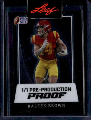 RALEEK BROWN RC 1/1 SP 2024 Leaf Pre-Production Proof Pro Set Purple A ID:115846 - Image 1 of 2