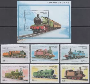 SAHARA REP # SAH008 MNH SET di 6 DIFF + S/S - LOCOMOTIVE - Foto 1 di 1
