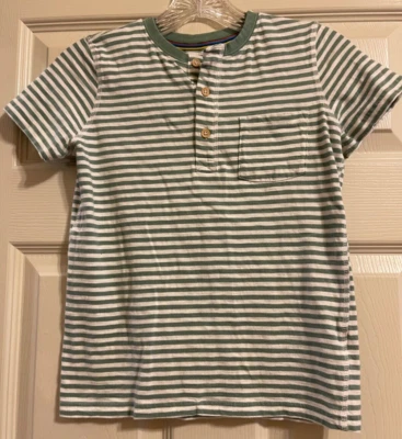 Mini Boden Green and White Striped Shirt Boys Top Size 9/10 - Image 1 of 2